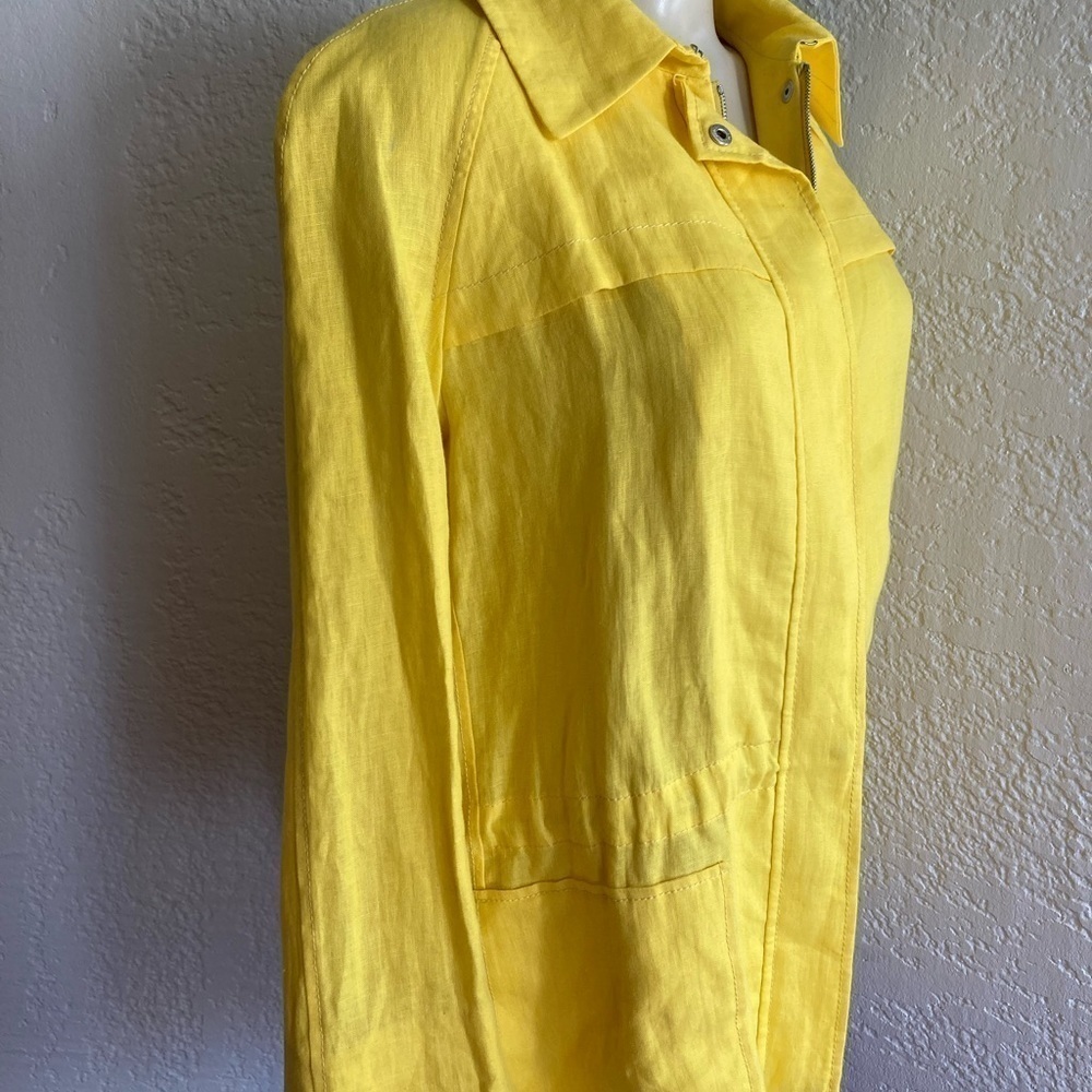 AGNONA 100% linen yellow color / front zipper jacket Sz 46 Made in Italy